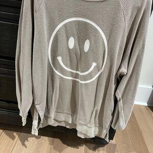 Altar'd State Beige Sweater with White Accents